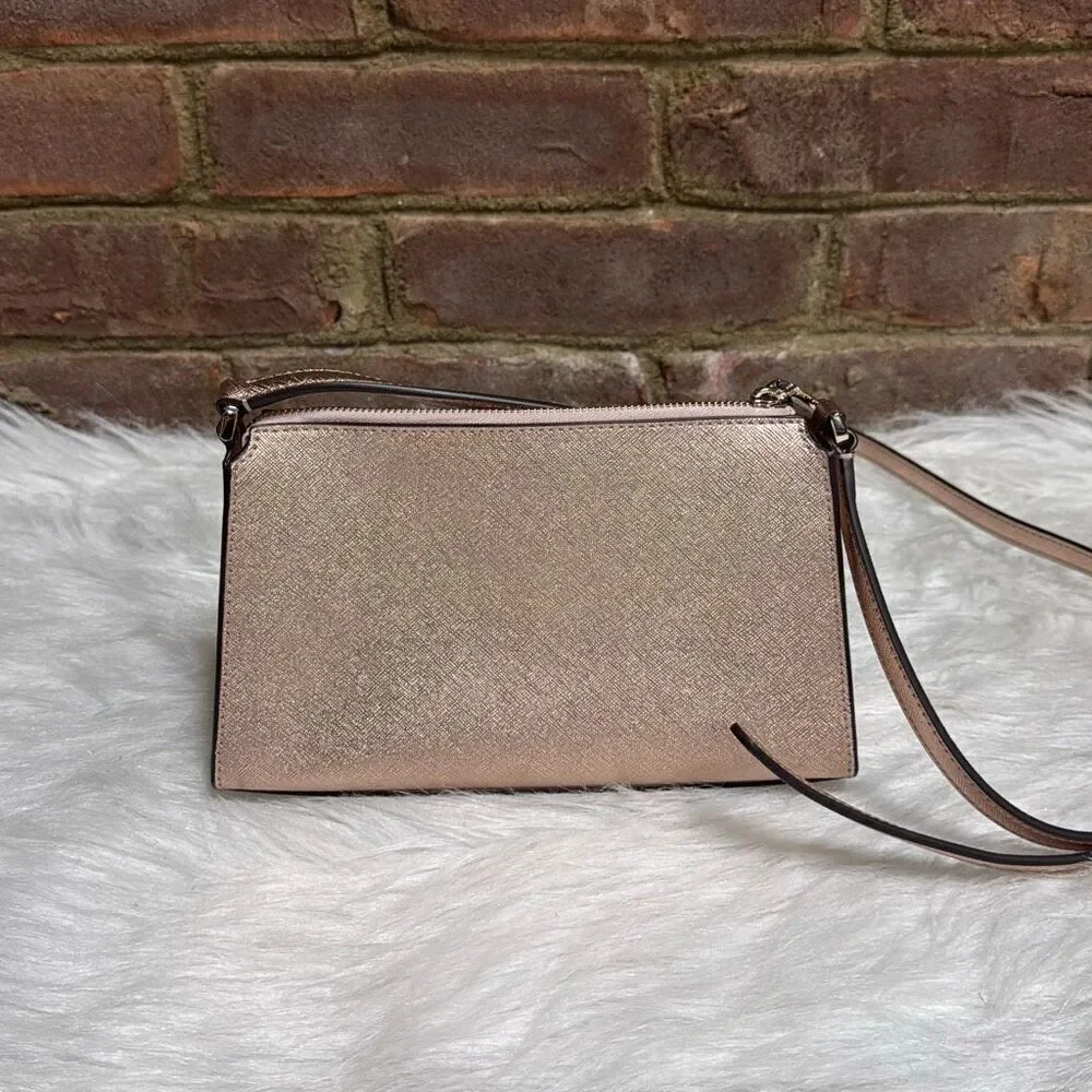 Kate Spade Kenzie Limited Edition Rose Gold Metallic Small Crossbody NEW